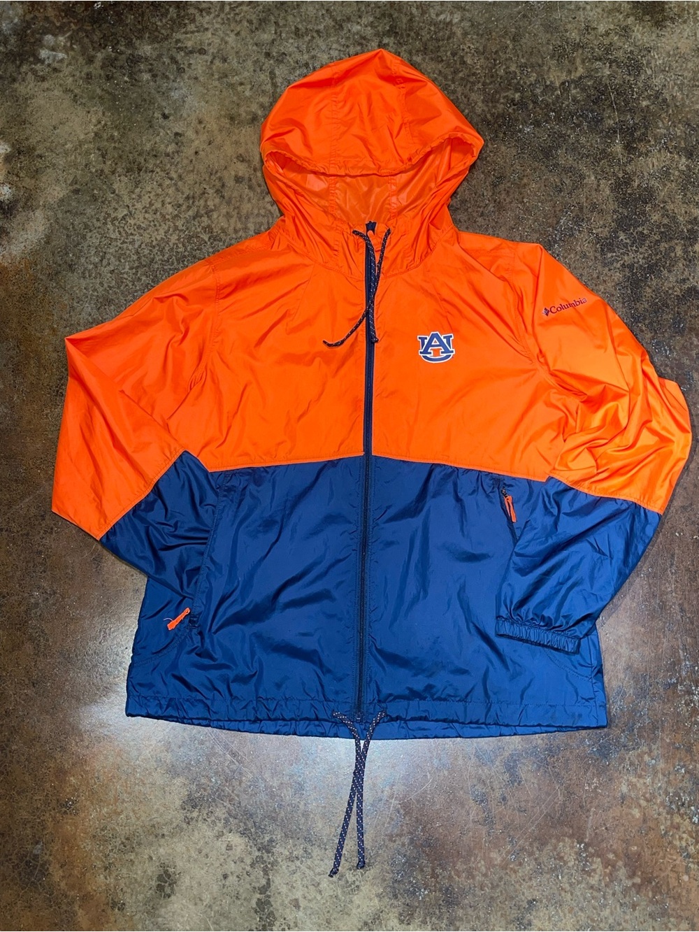 Columbia Orange and Navy Auburn Windbreaker Jacket